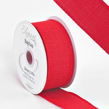 Eleganza Wired Edge Burlap 38mm x 10m Red No.16 - Ribbons